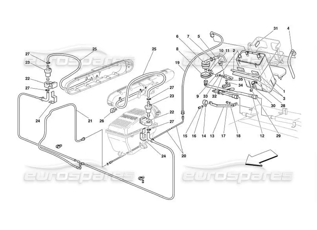 ferrari 550 barchetta antievaporation device -valid for usa and cdn- parts diagram