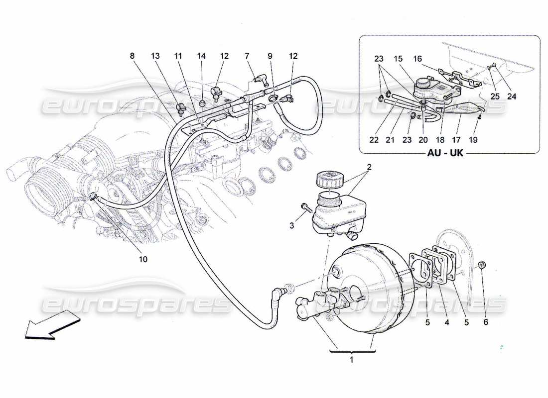 maserati qtp. (2010) 4.7 brake servo system parts diagram