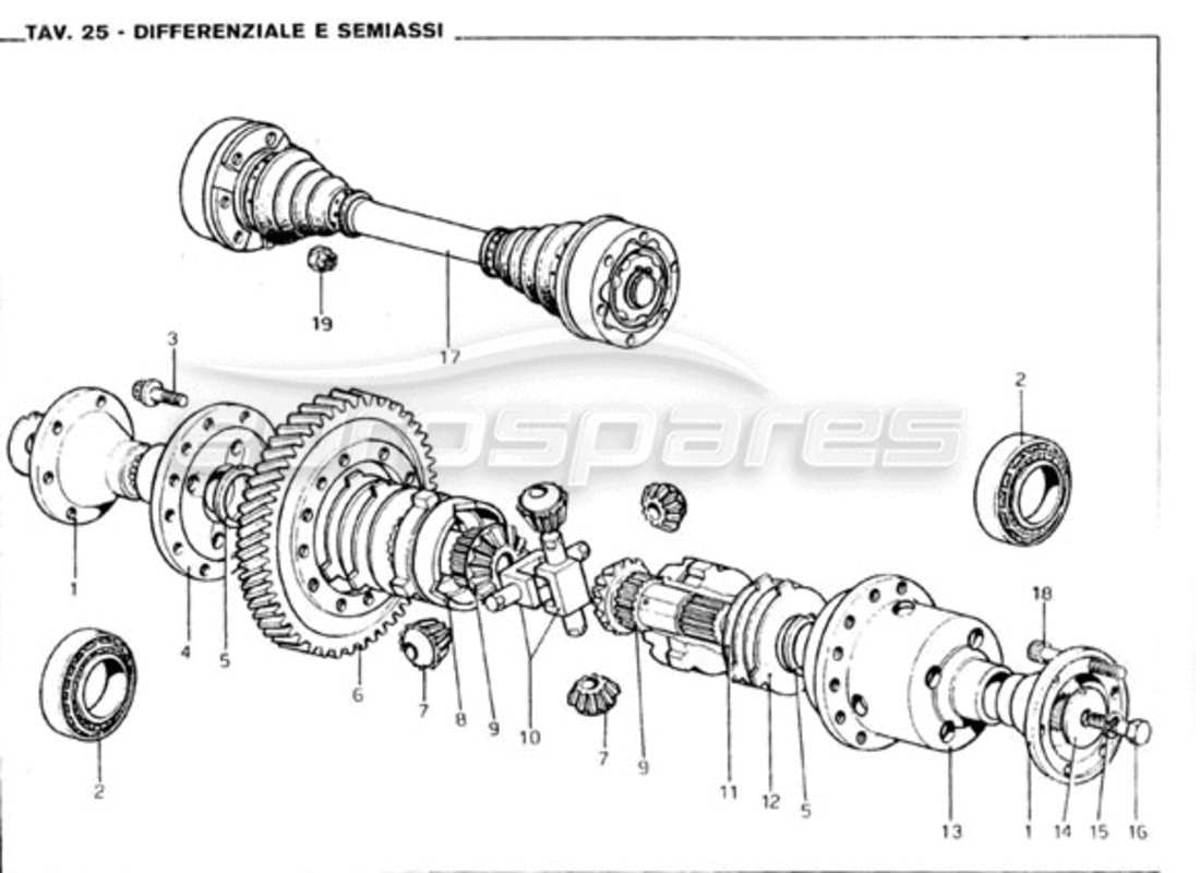 ferrari 246 gt series 1 differential & axle shafts part diagram