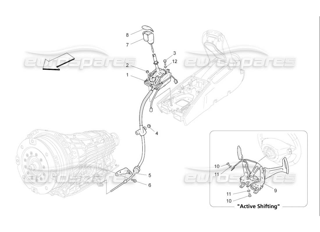 maserati qtp. (2008) 4.2 auto driver controls for automatic gearbox parts diagram