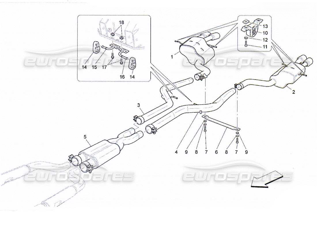 maserati qtp. (2010) 4.2 silencers parts diagram