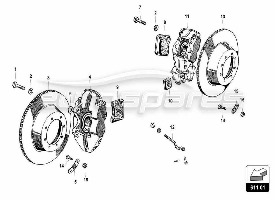 lamborghini miura p400s brake system parts diagram