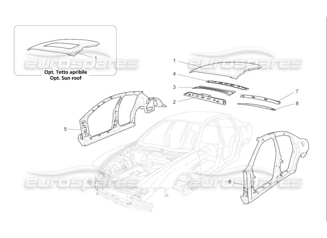 maserati qtp. (2008) 4.2 auto bodywork and central outer trim panels parts diagram