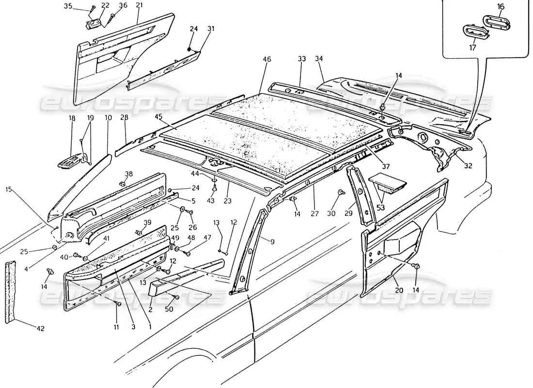 maserati 222 / 222e biturbo trim part diagram