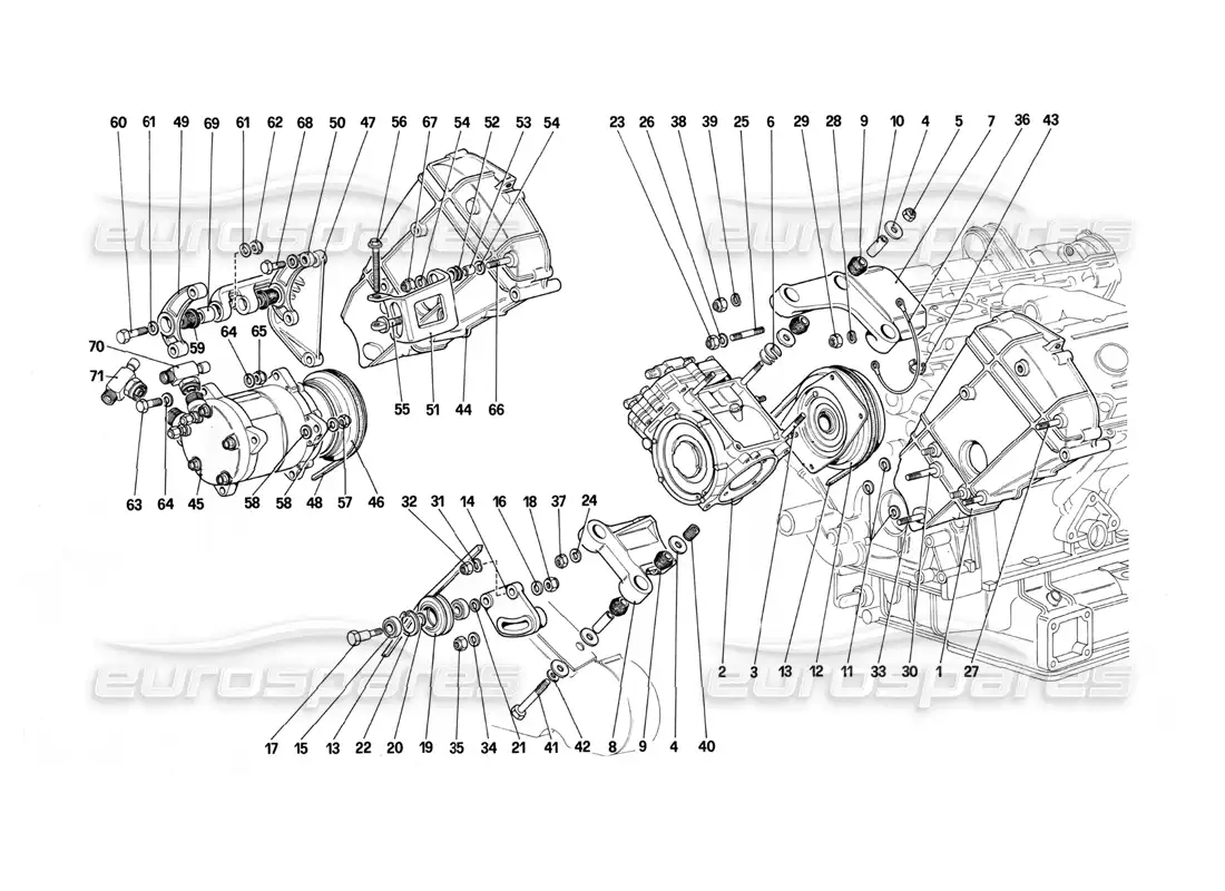 ferrari mondial 3.0 qv (1984) air conditioning compressor and controls parts diagram