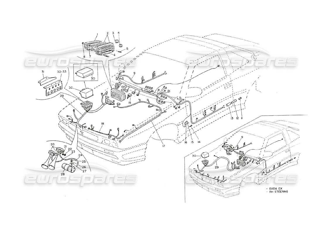 maserati shamal central and engine compartment wiring part diagram
