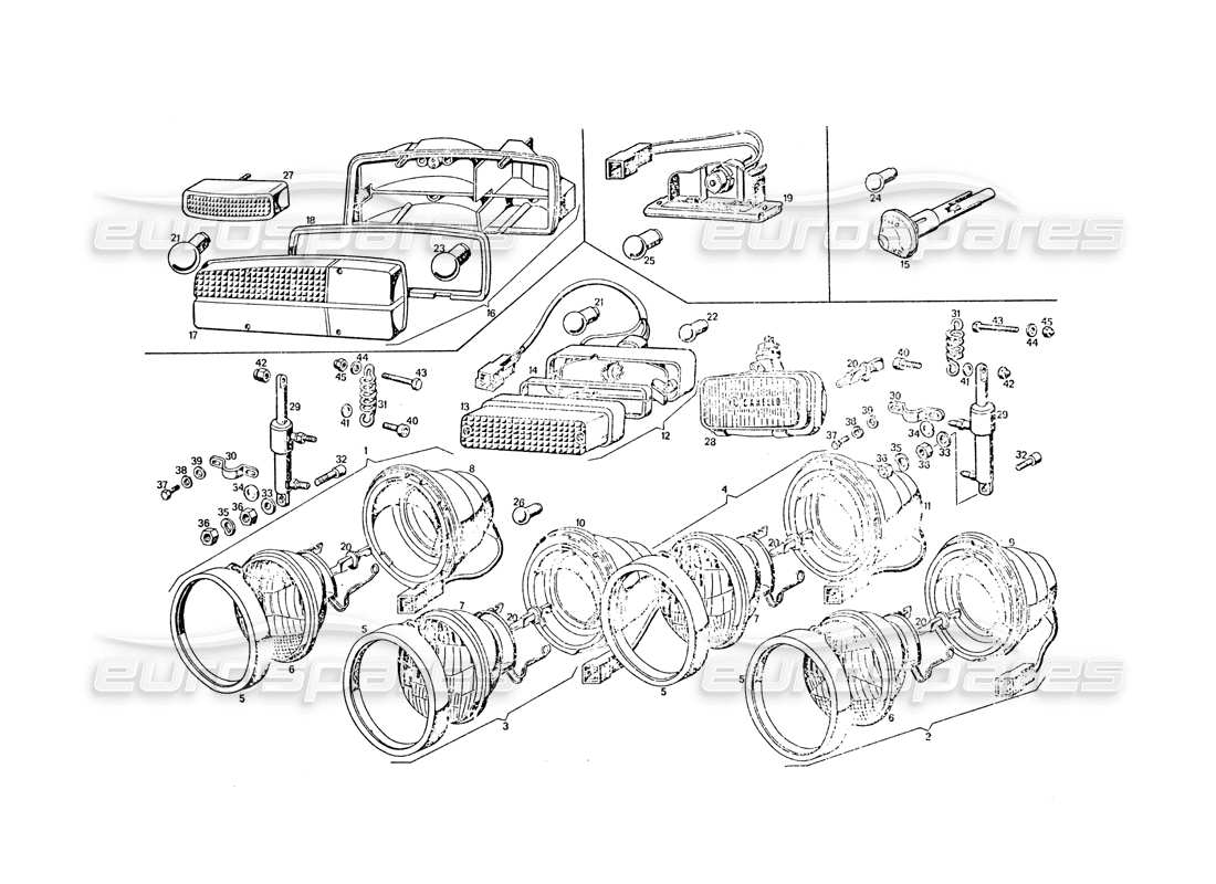 maserati khamsin lights parts diagram