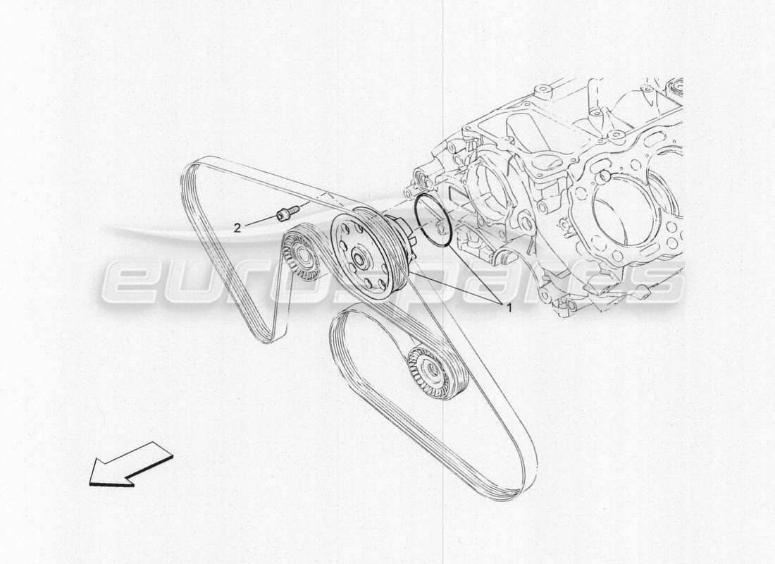 maserati qtp. v8 3.8 530bhp 2014 auto cooling: water pump part diagram