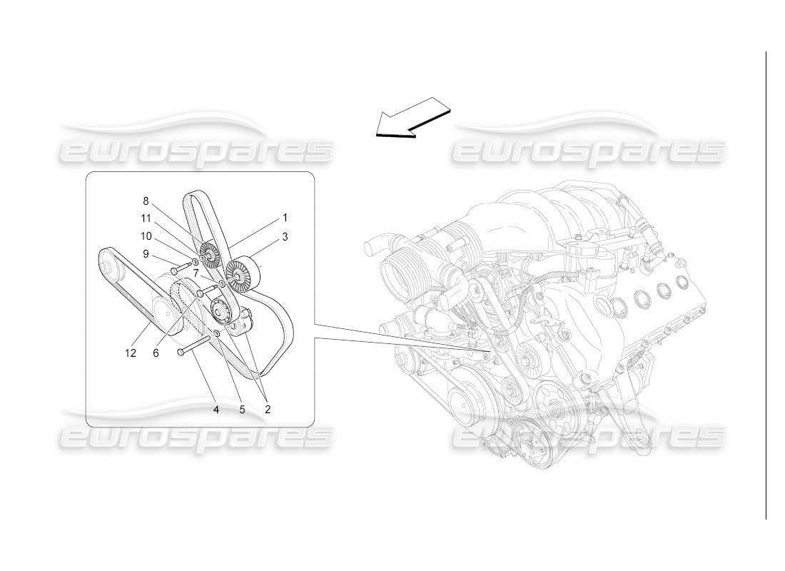 maserati qtp. (2007) 4.2 auto auxiliary device belts parts diagram