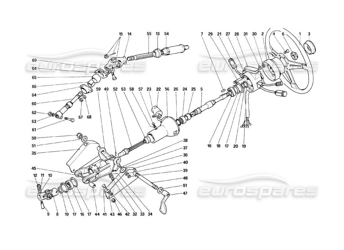 ferrari mondial 8 (1981) steering culumn part diagram