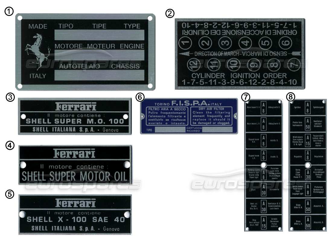 ferrari miscellaneous ferrari plates - identification parts diagram