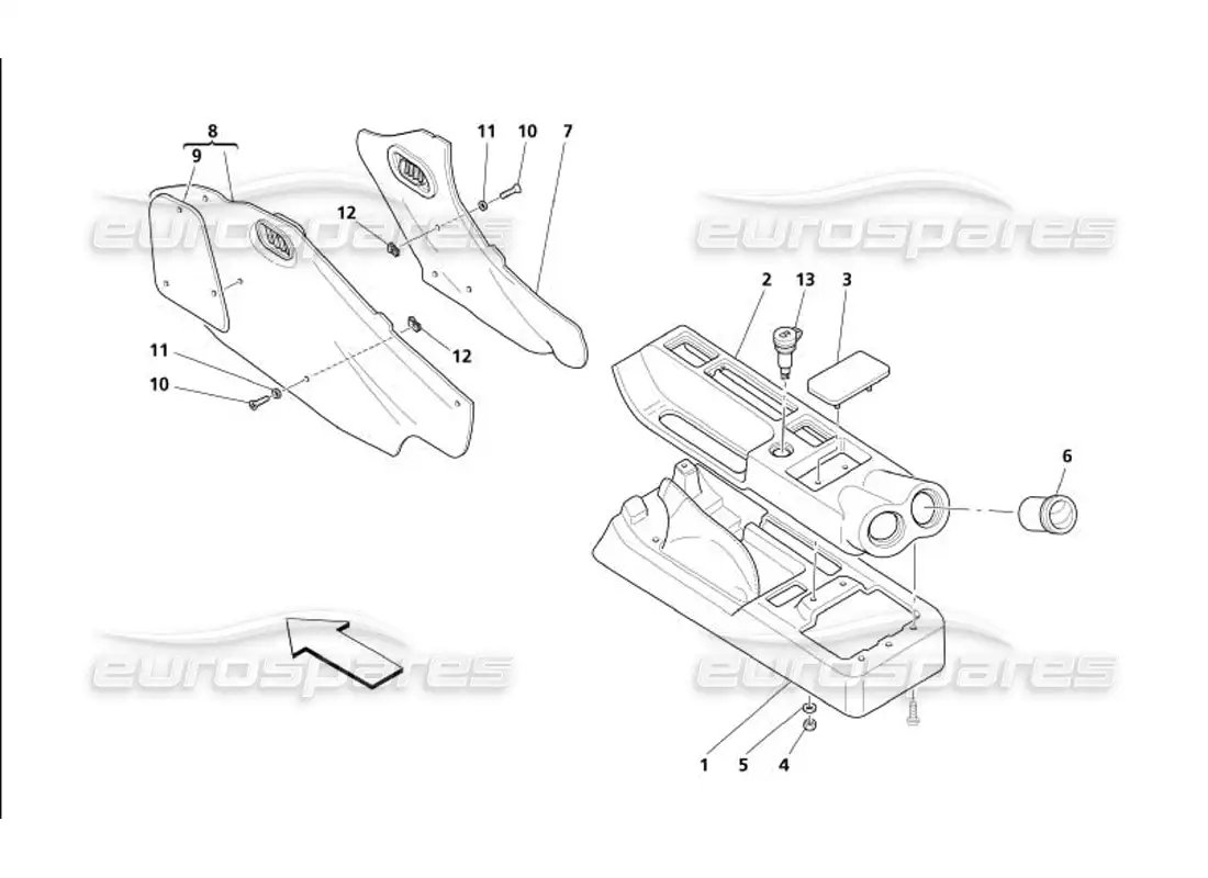 maserati 4200 gransport (2005) tunnel - framework and accessories parts diagram