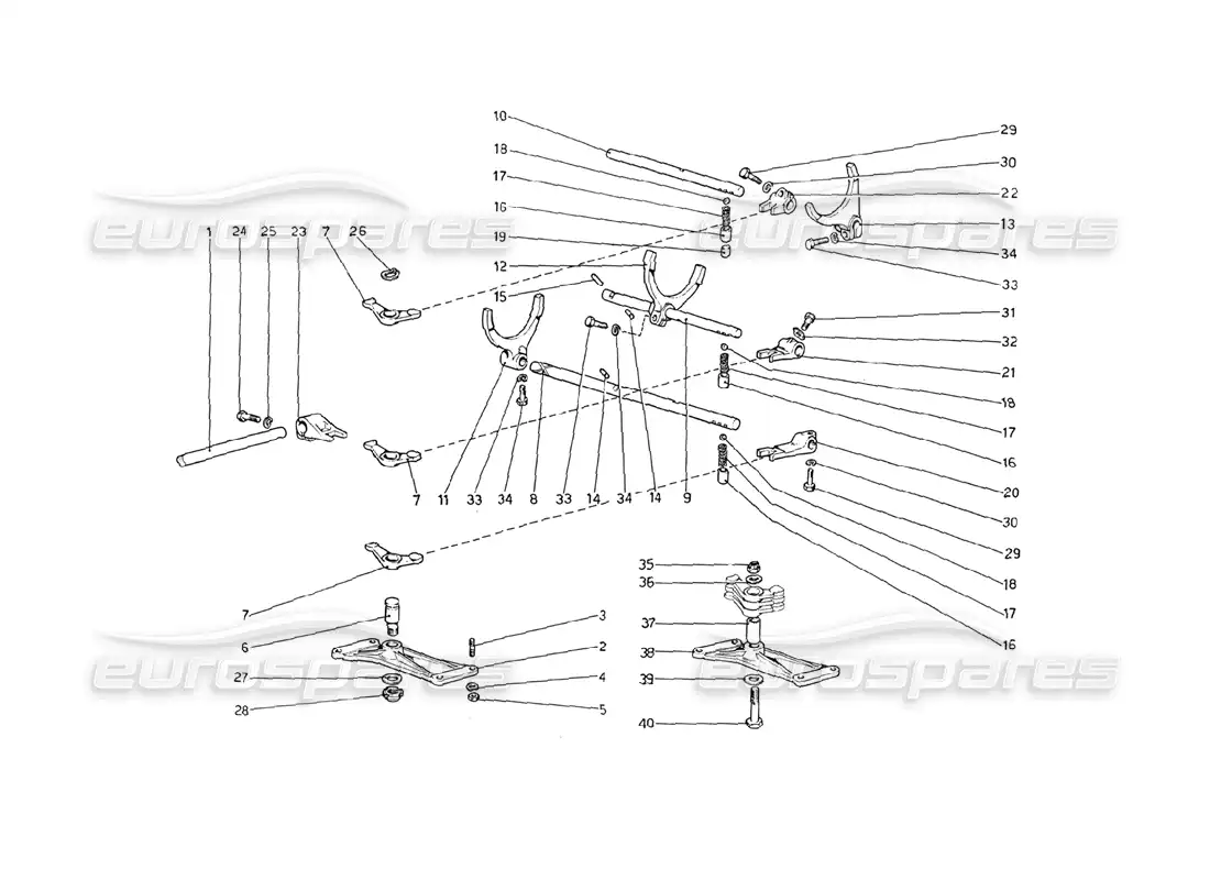 ferrari 208 gt4 dino (1975) inside gearbox controls parts diagram