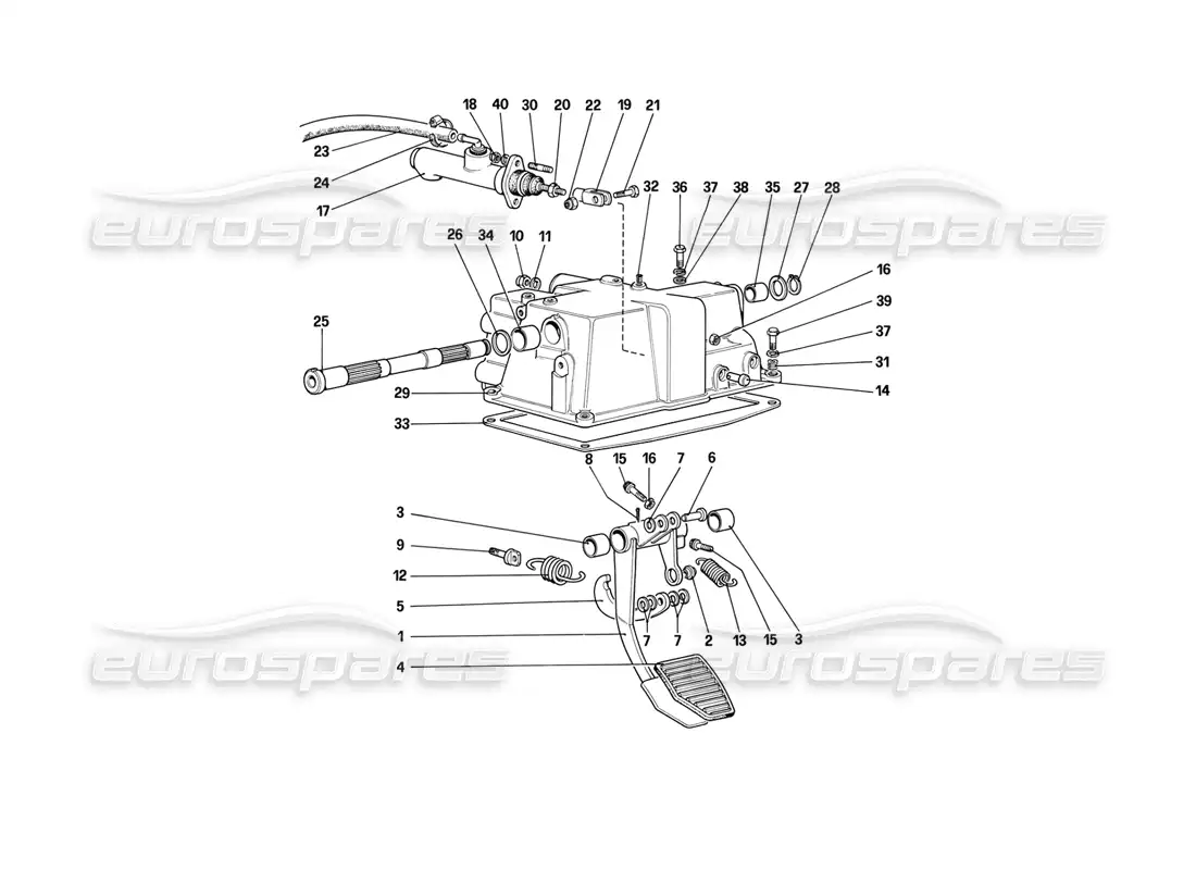 ferrari mondial 3.2 qv (1987) clutch release control (for car with antiskid system) parts diagram