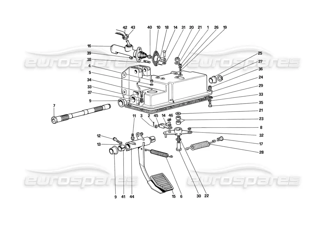ferrari mondial 3.2 qv (1987) clutch release control (for car without antiskid system) parts diagram