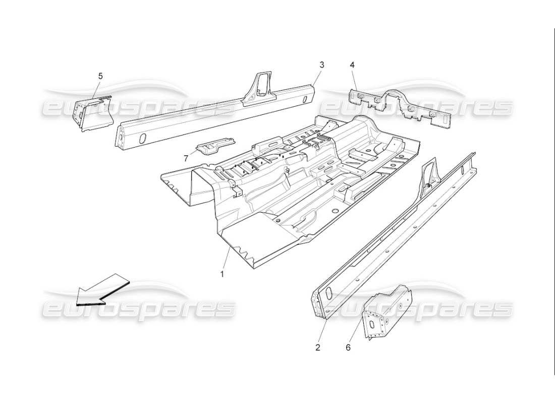 maserati qtp. (2008) 4.2 auto central structural frames and sheet panels parts diagram