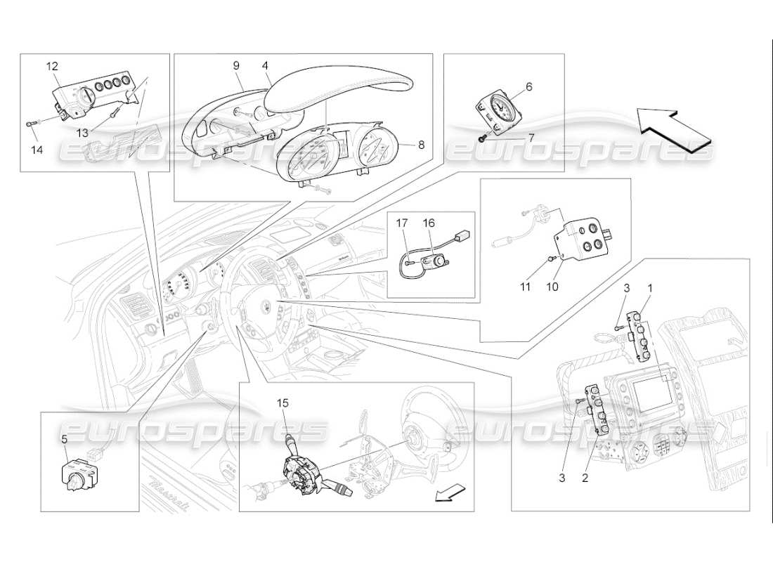 maserati qtp. (2008) 4.2 auto dashboard devices part diagram