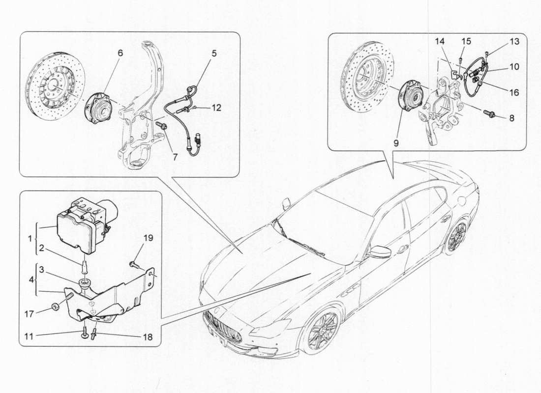 maserati qtp. v6 3.0 bt 410bhp 2015 braking control systems parts diagram