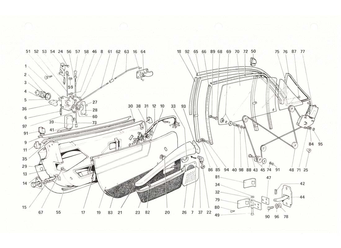 ferrari 208 gtb gts doors parts diagram