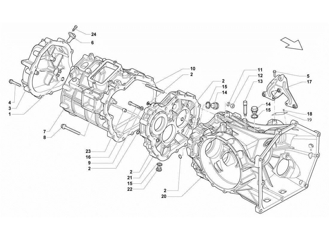 lamborghini gallardo sts ii sc gearbox - rear differential case part diagram