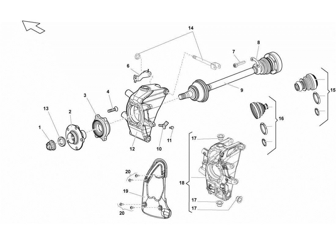 lamborghini gallardo sts ii sc rear drive shaft part diagram