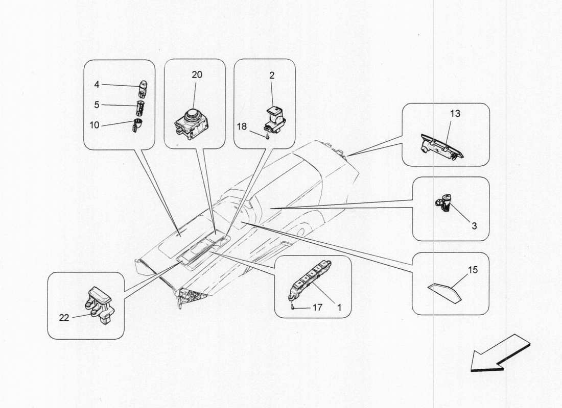 maserati qtp. v6 3.0 tds 275bhp 2017 centre console devices part diagram