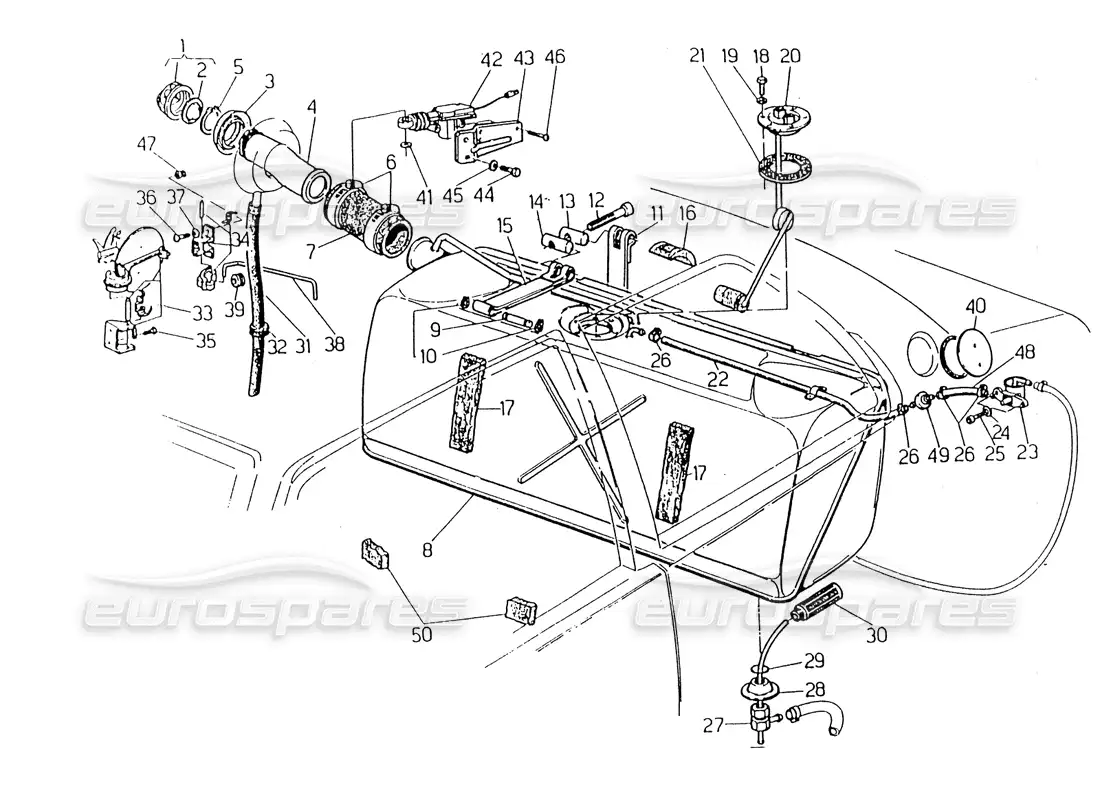 maserati 418 / 4.24v / 430 fuel tank parts diagram