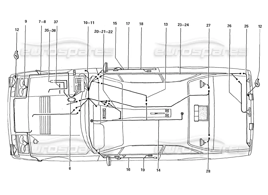 ferrari 412 (coachwork) car loom parts diagram