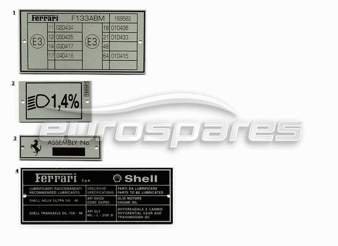 ferrari miscellaneous ferrari plates - other part diagram