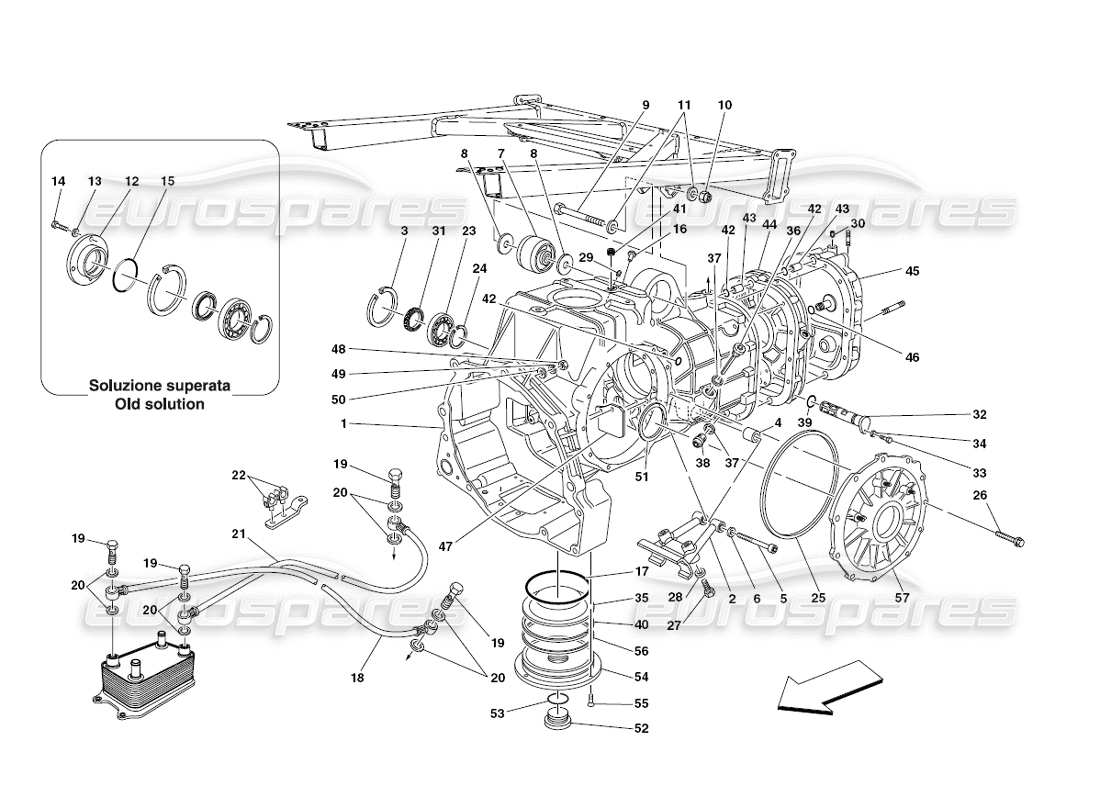 ferrari 430 challenge (2006) gearbox - covers parts diagram
