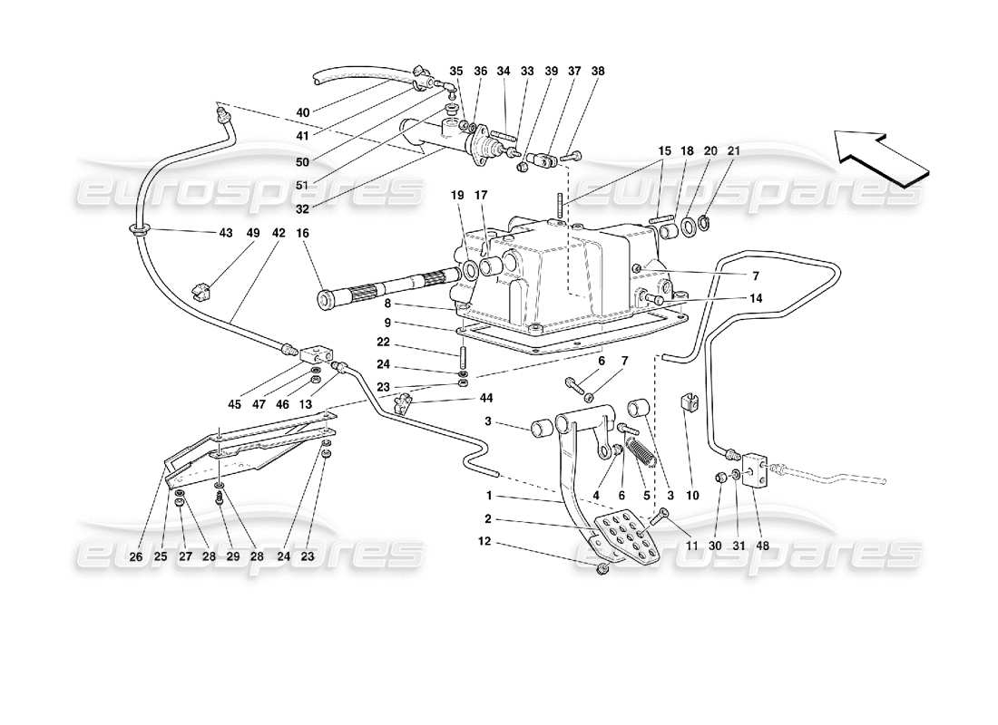 ferrari 355 (2.7 motronic) clutch release control part diagram