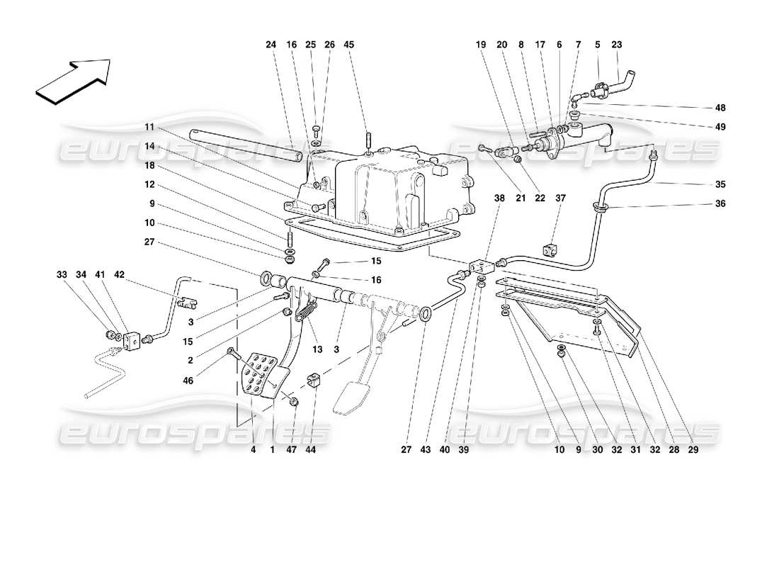 ferrari 355 (2.7 motronic) clutch release control parts diagram