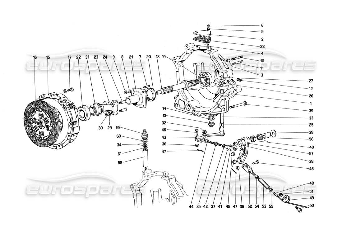 ferrari 328 (1985) clutch and controls parts diagram