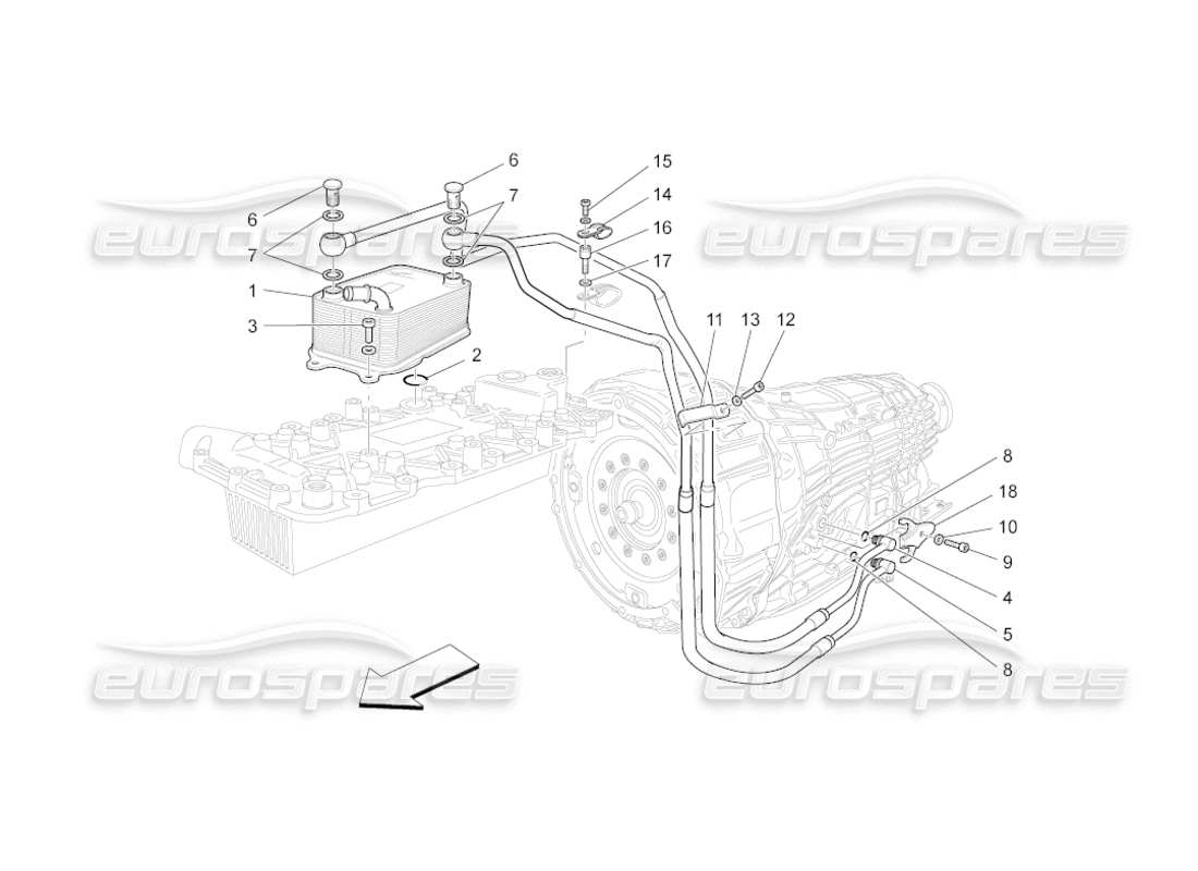 maserati grancabrio (2010) 4.7 lubrication and gearbox oil cooling parts diagram