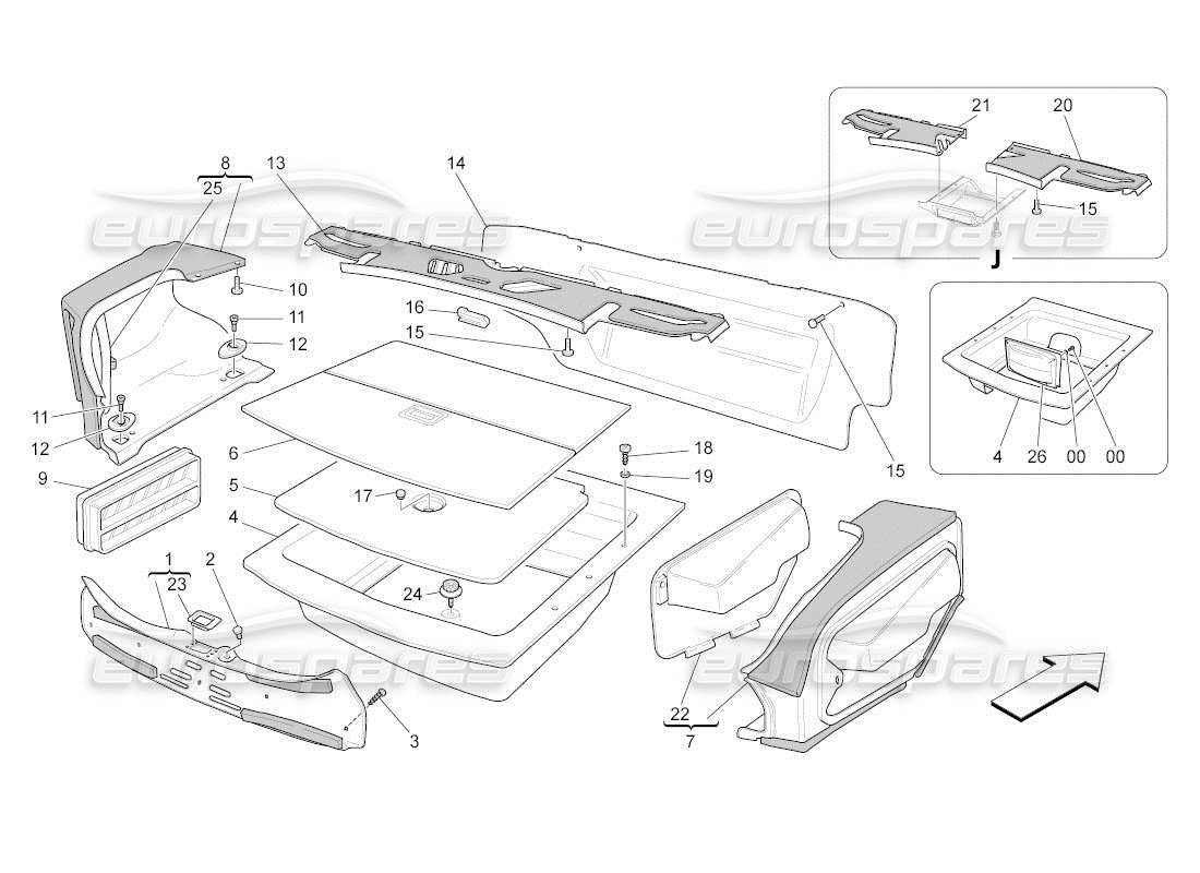 maserati qtp. (2011) 4.7 auto luggage compartment mats parts diagram