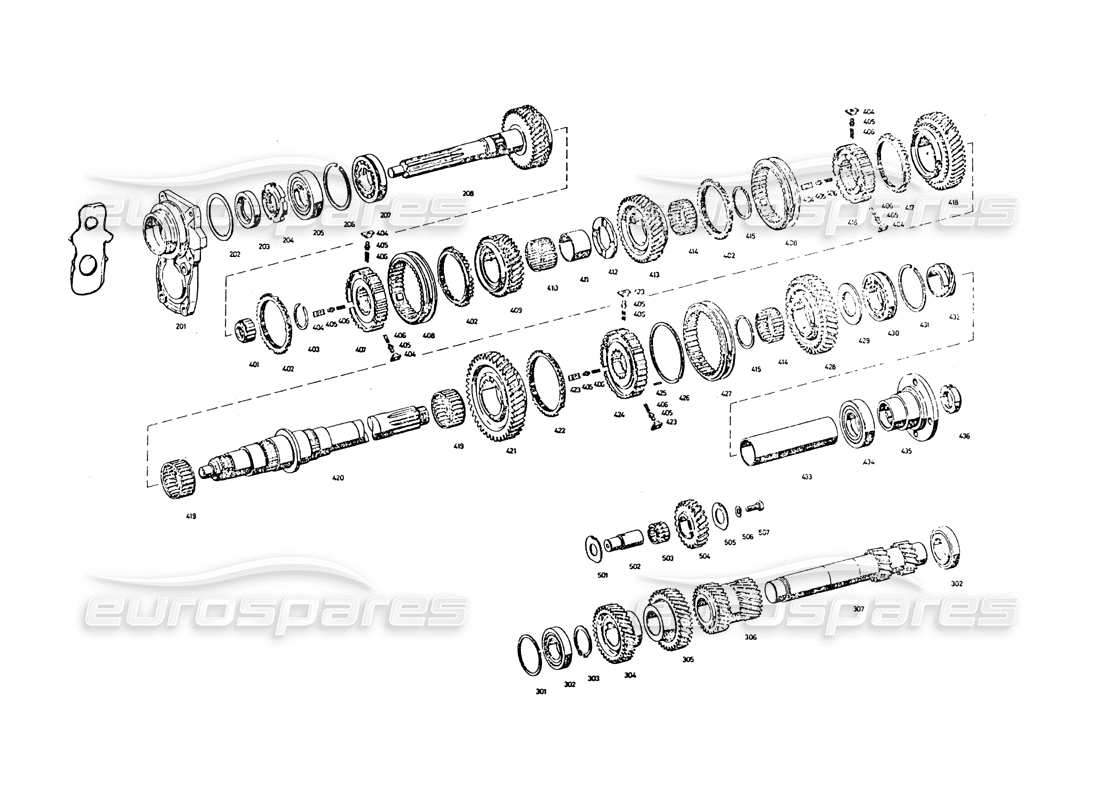 maserati khamsin transmission gears parts diagram