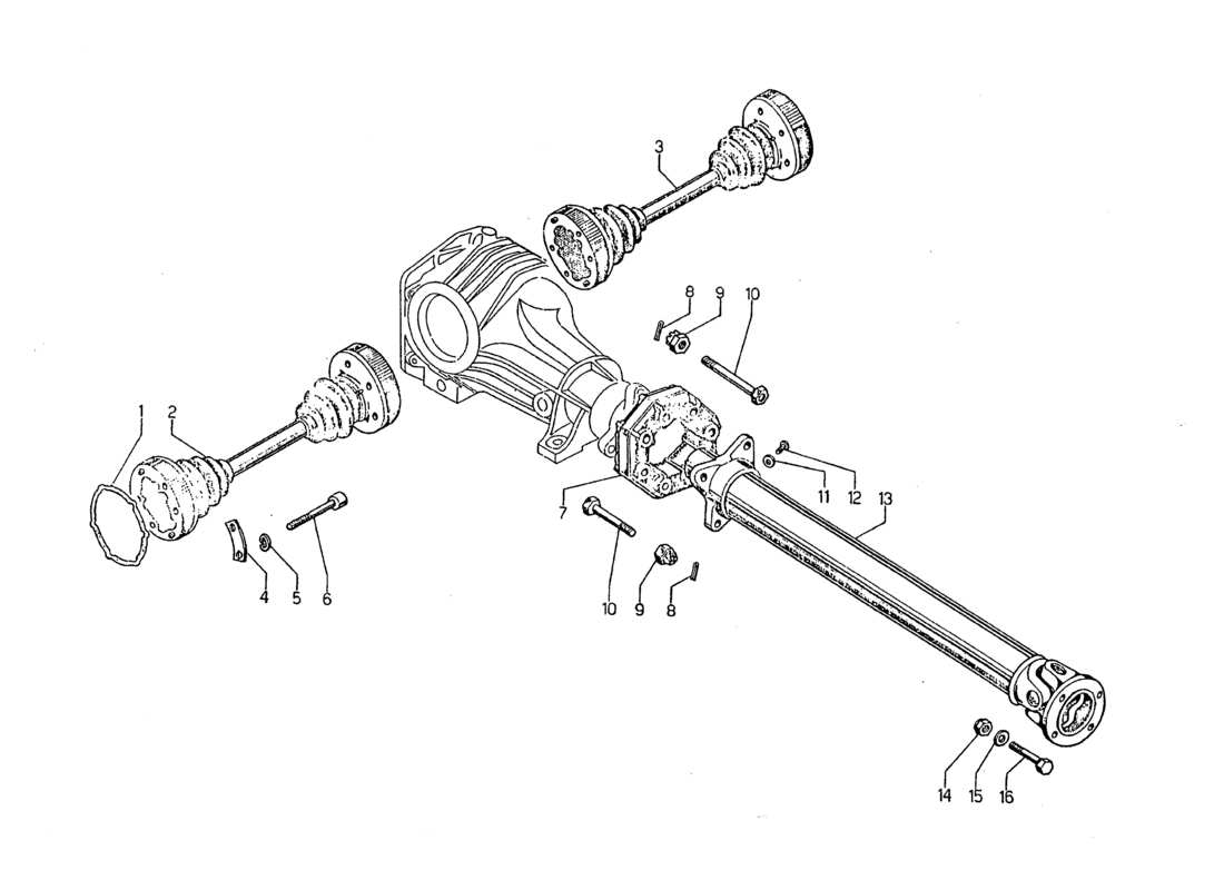 lamborghini jarama albero di transmissione e semiassi parts diagram
