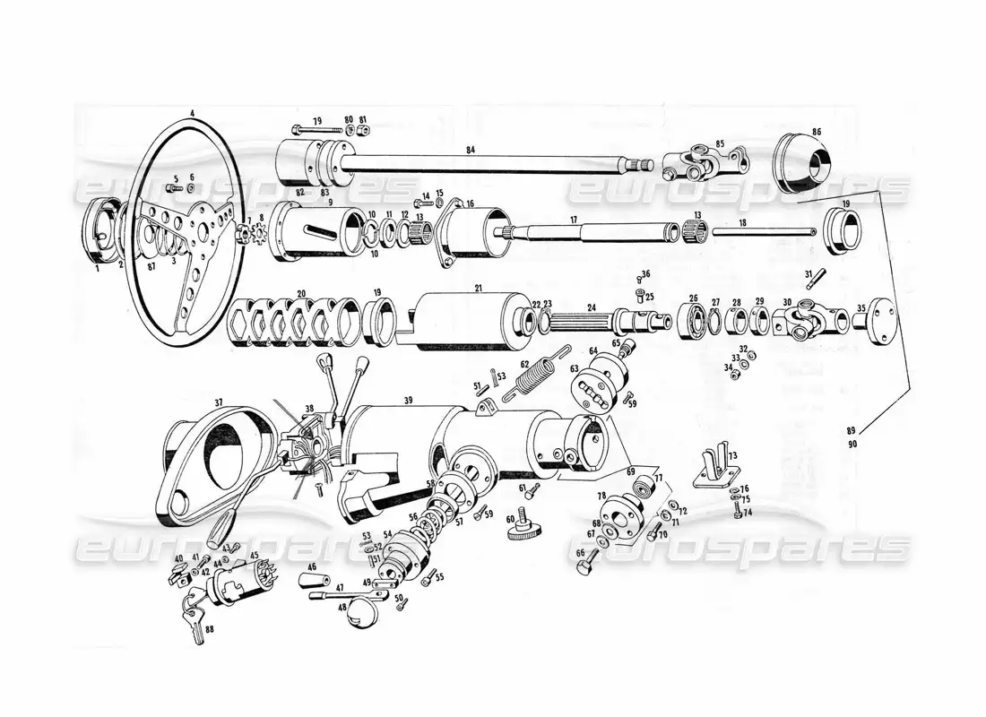 maserati indy 4.2 steering parts part diagram