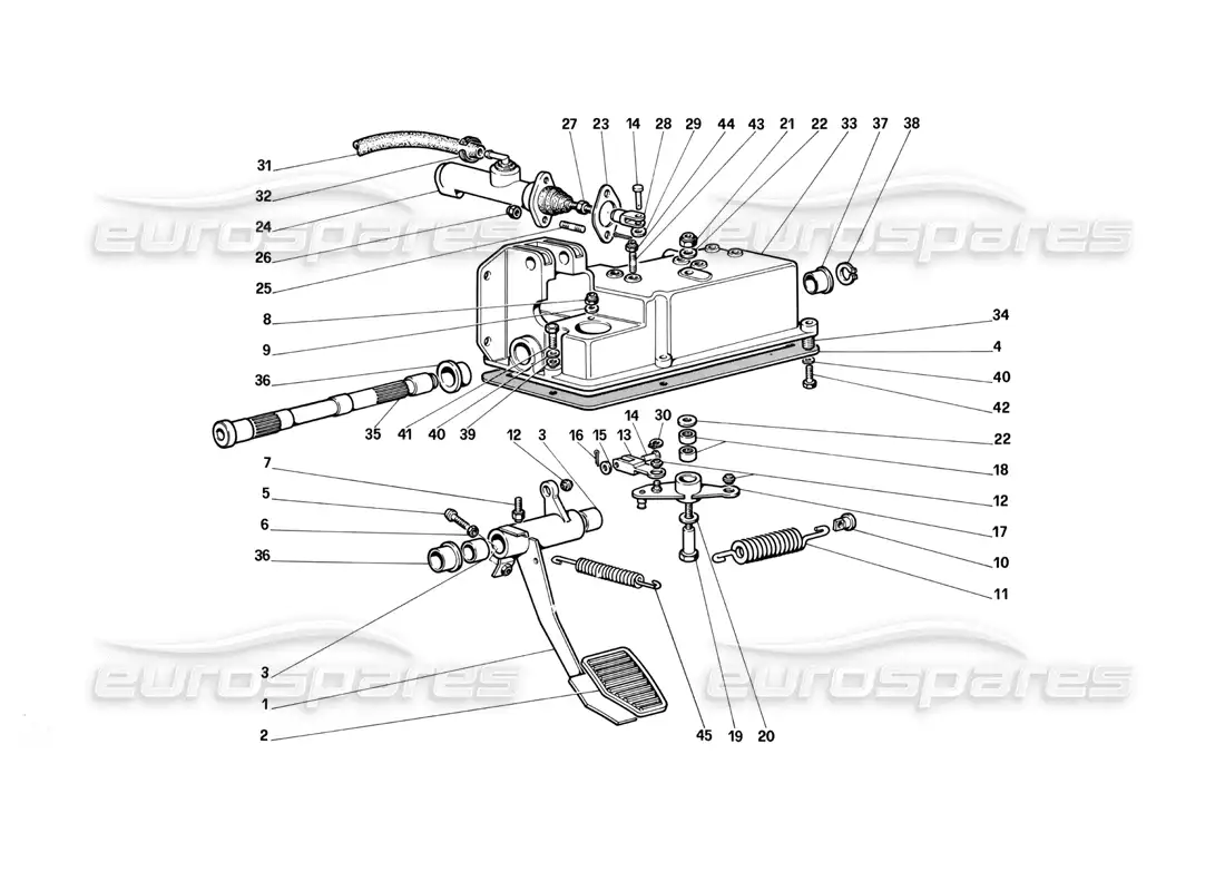 ferrari testarossa (1987) clutch release control parts diagram
