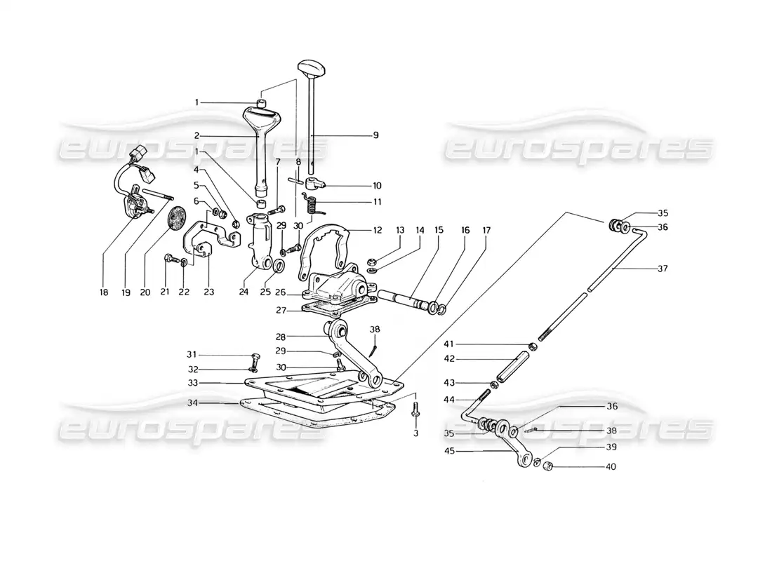 ferrari 400 gt (mechanical) outside gearbox controls (400 automatic) parts diagram