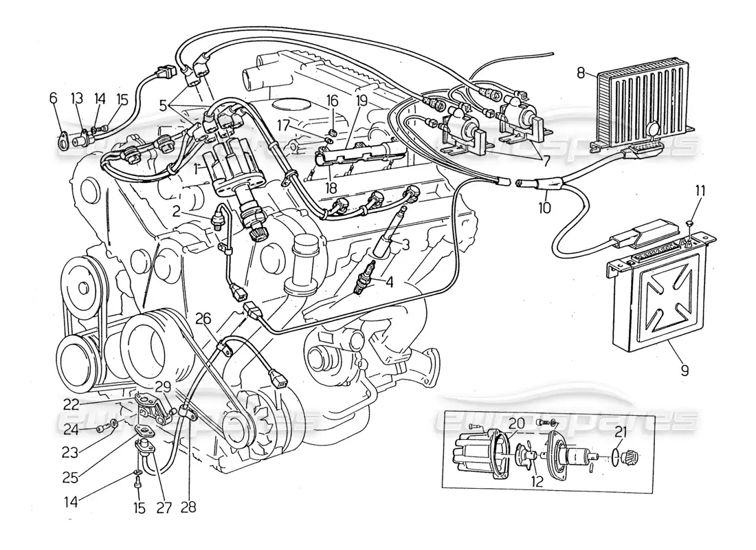 maserati 2.24v ignition system - distributor parts diagram