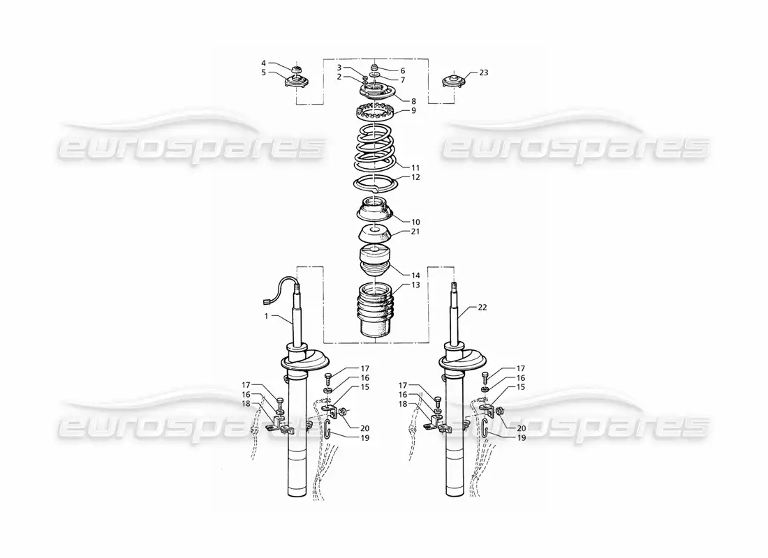 maserati qtp v8 (1998) front shock absorber parts diagram