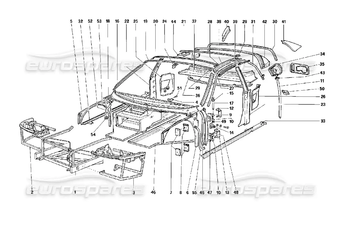 ferrari 512 tr body - internal components parts diagram