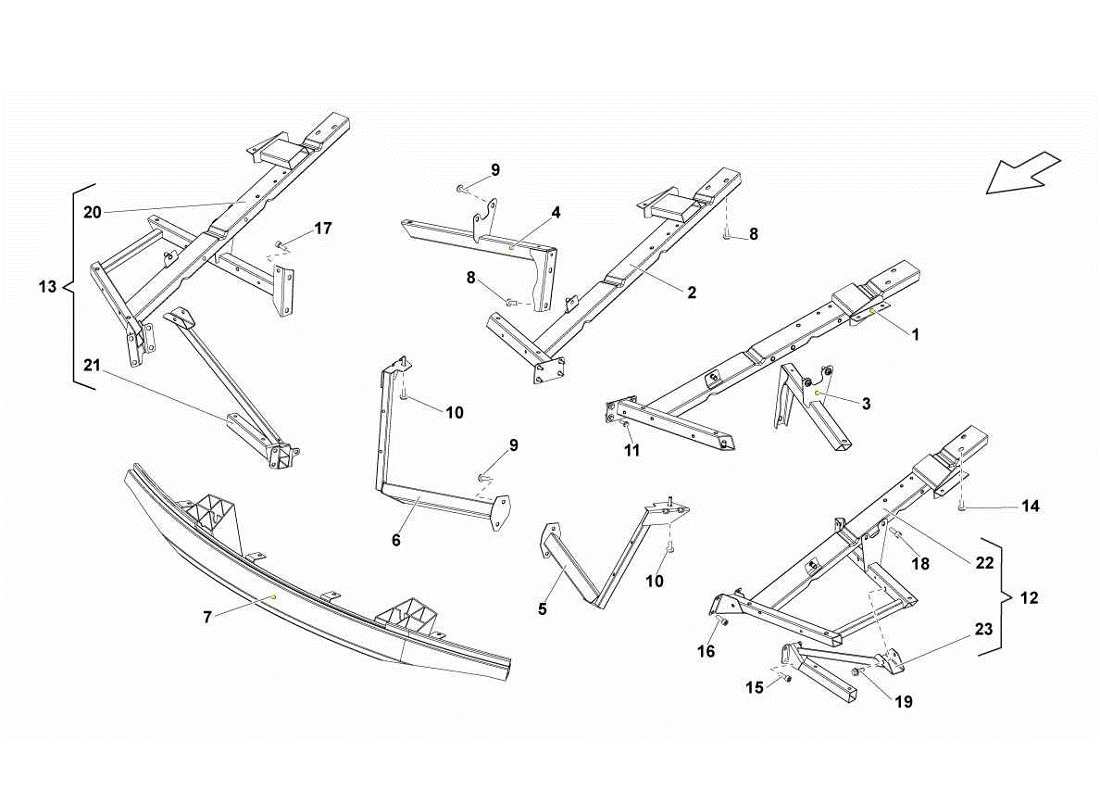 lamborghini gallardo lp570-4s perform front frame attachments parts diagram