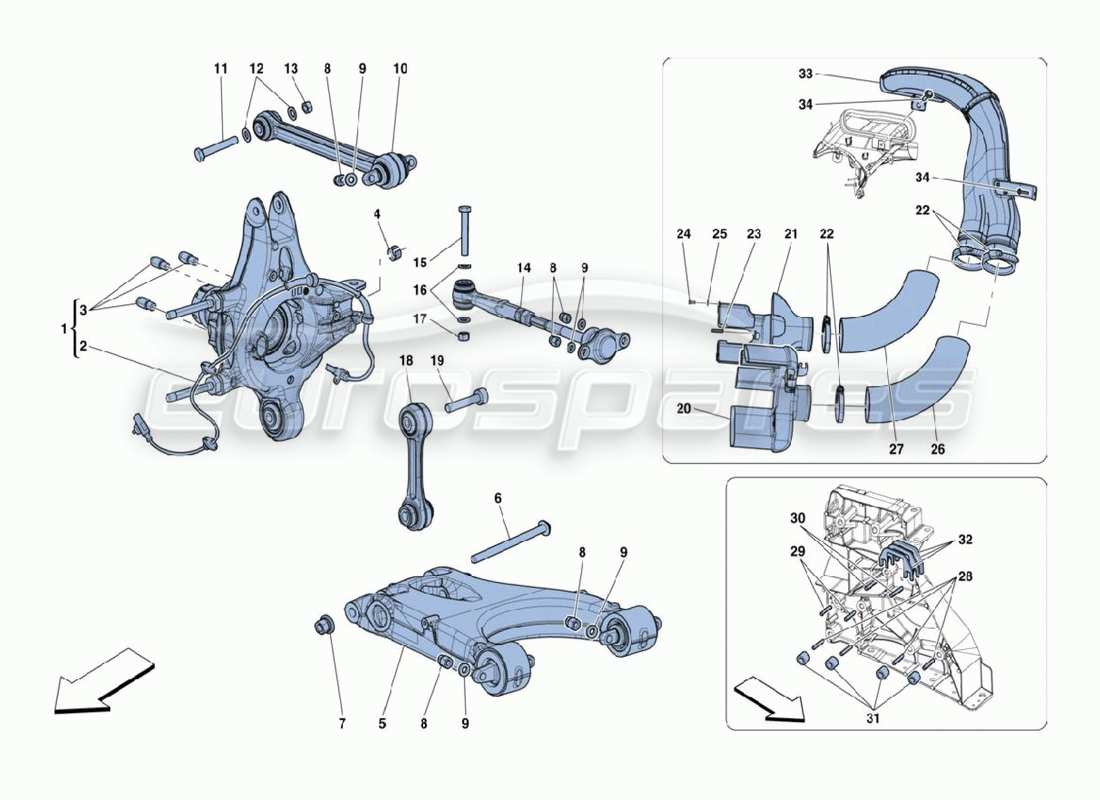 ferrari 488 challenge rear suspension part diagram