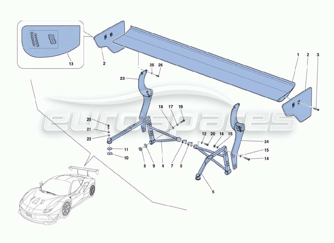 ferrari 488 challenge rear spoiler parts diagram