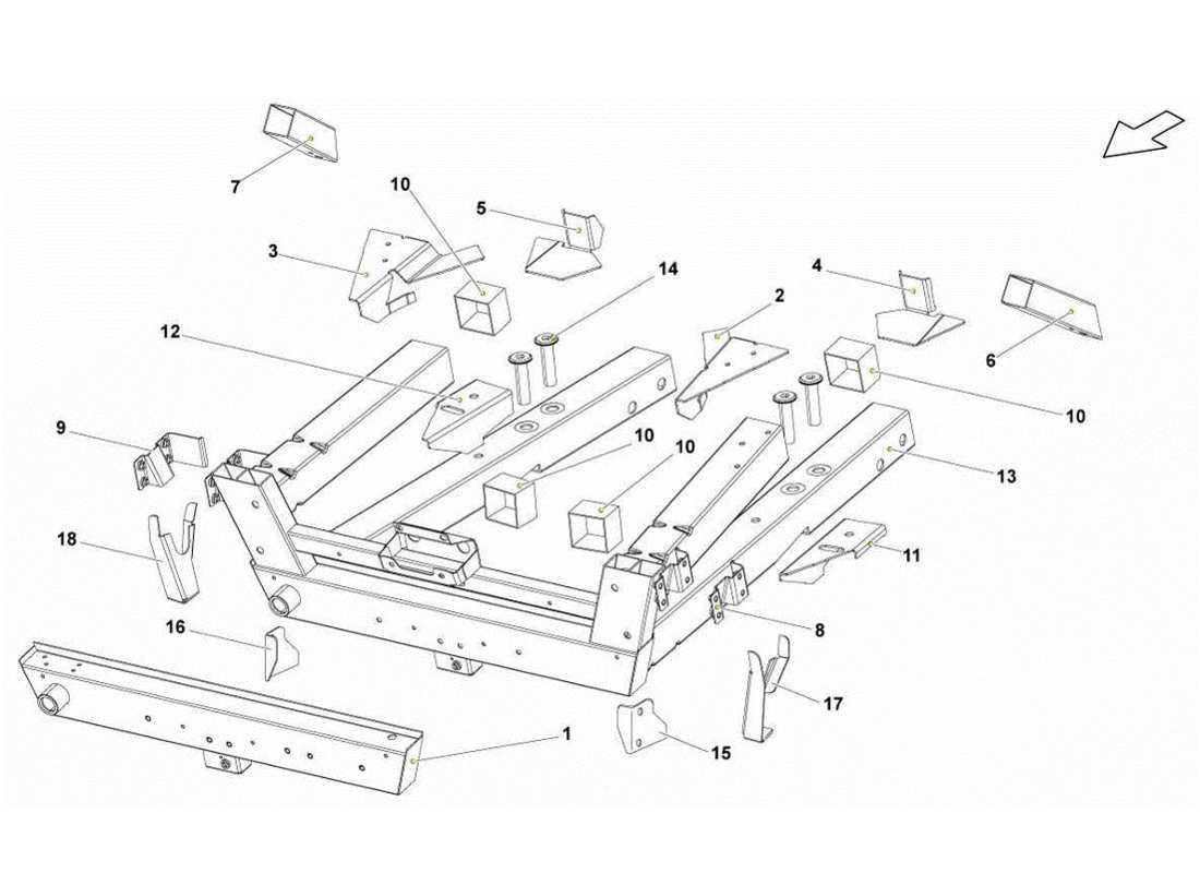 lamborghini gallardo lp560-4s update front frame elements part diagram