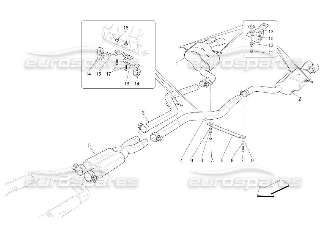 maserati qtp. (2011) 4.2 auto silencers parts diagram