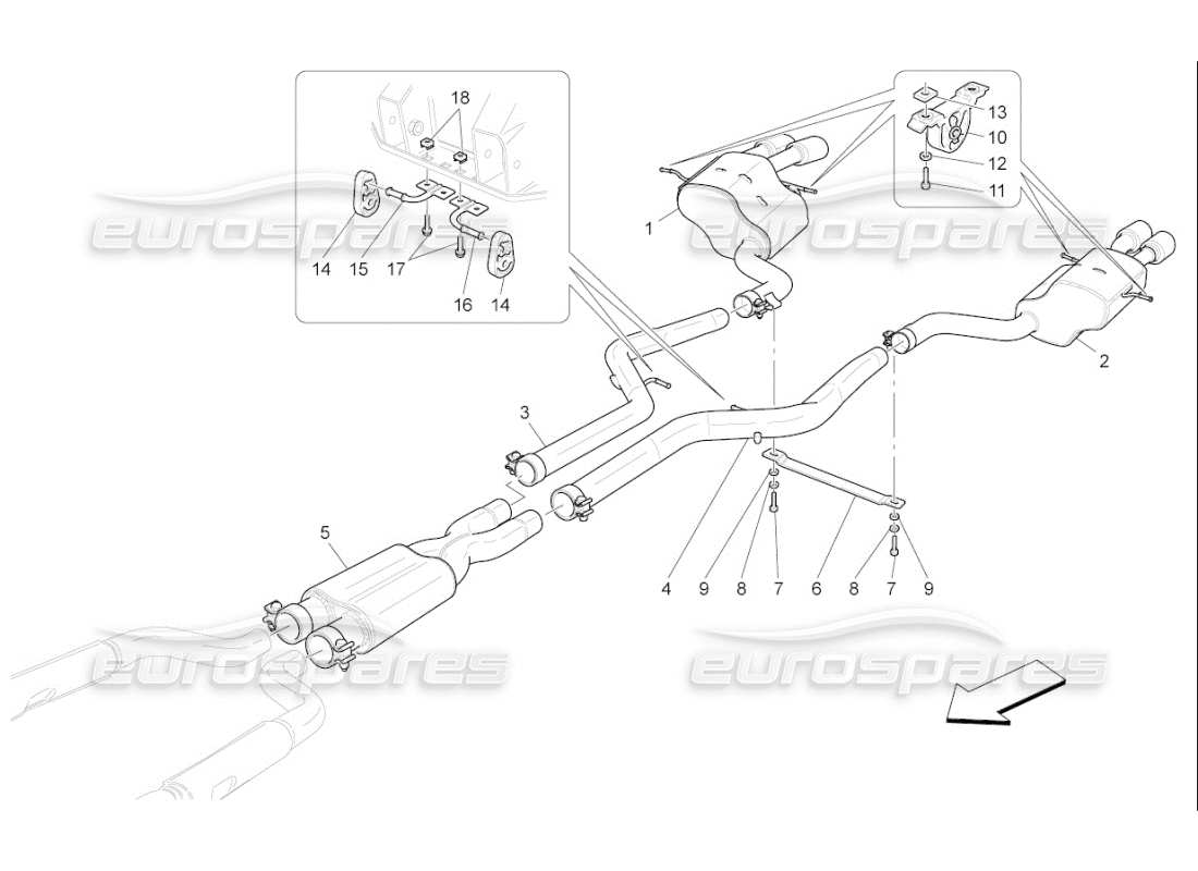 maserati qtp. (2009) 4.2 auto silencers part diagram