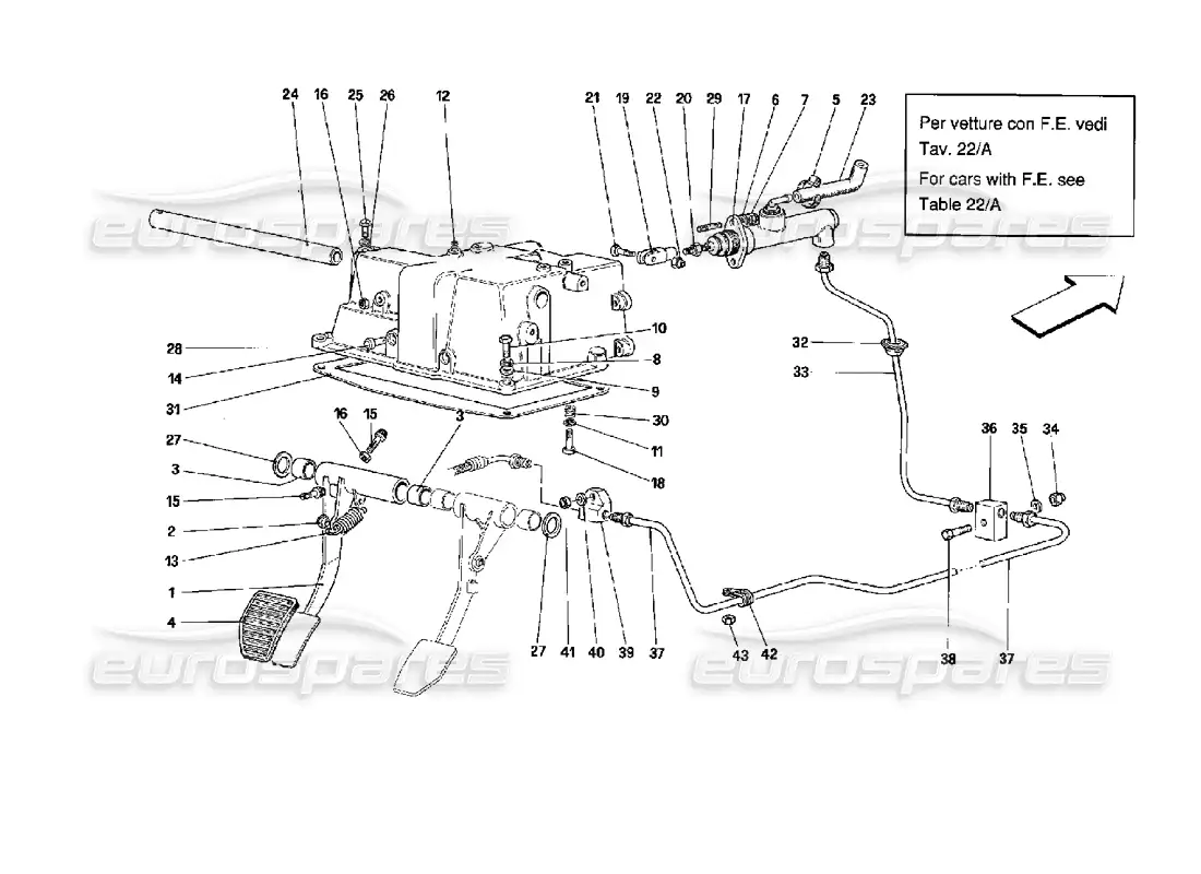 ferrari mondial 3.4 t coupe/cabrio clutch release control - valid for gd parts diagram